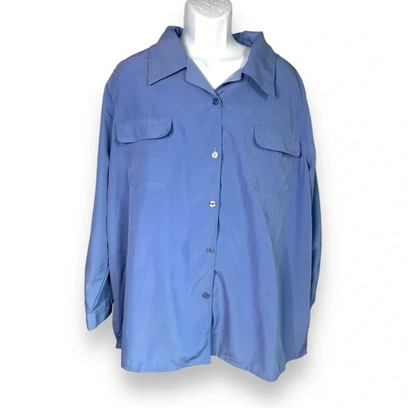 Only Necessities Blue Button-Up Blouse - Size 30W - Picture 7 of 7